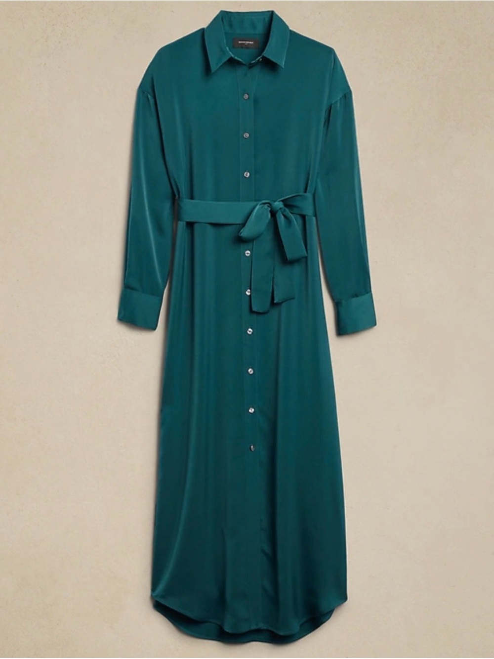 Banana Republic Factory Teal Button-Down Maxi Dress with Waist Tie